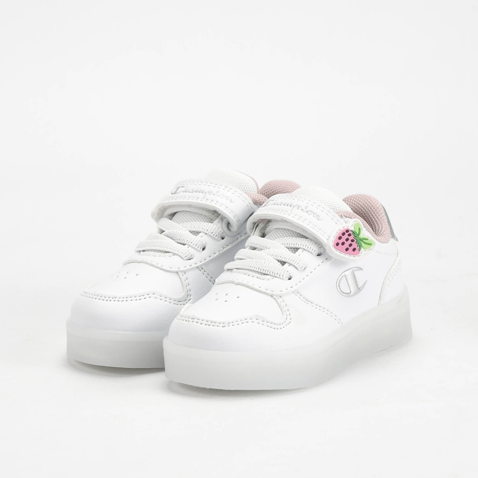 Champion Baskets Basses Blanches et Roses Fille