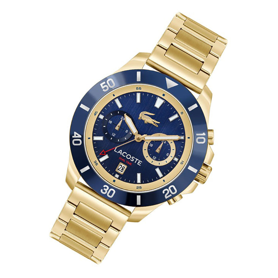 Montre Lacoste Acier Doré Cadran Bleu Élégante Homme