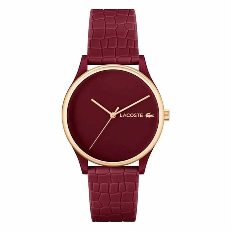 Montre Lacoste Bracelet Effet Croco Bordeaux Femme