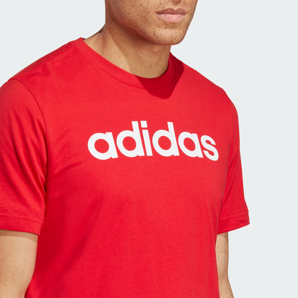 Adidas T-shirt Essentials Logo Brodé Rouge Homme