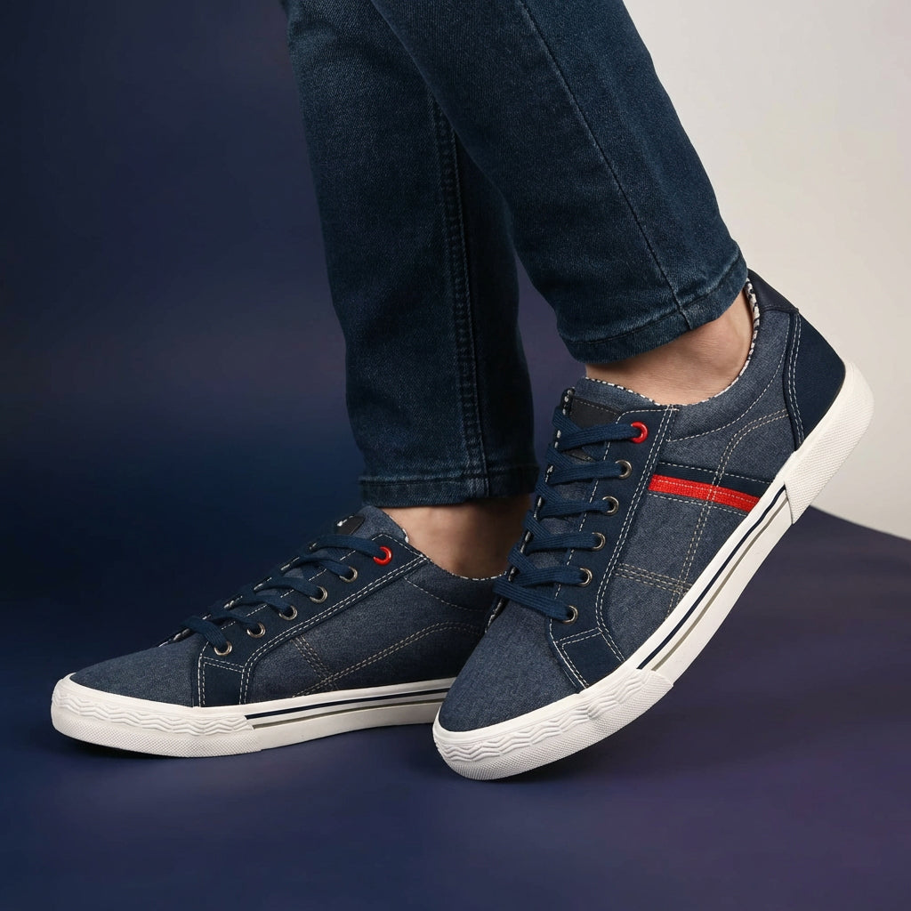 André Baskets en Toile Denim Style Décontracté Homme