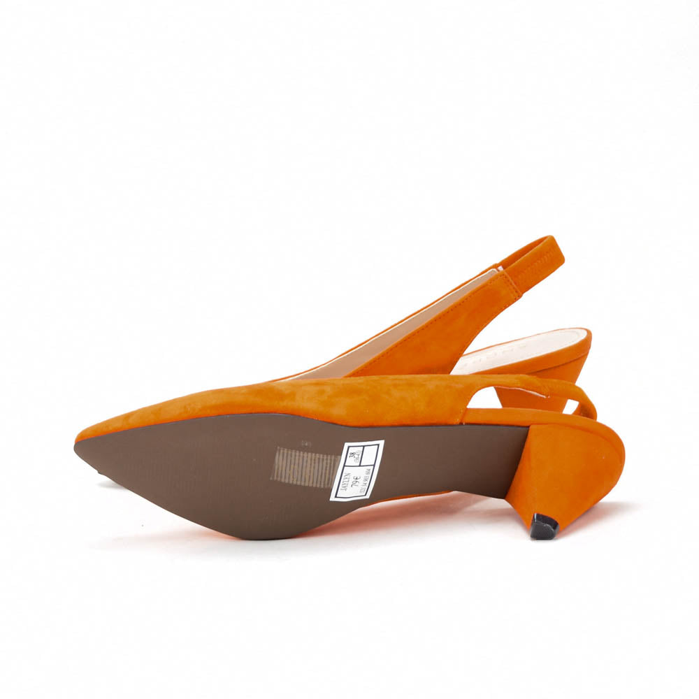 André Escarpins Slingback Daim Orange Femme