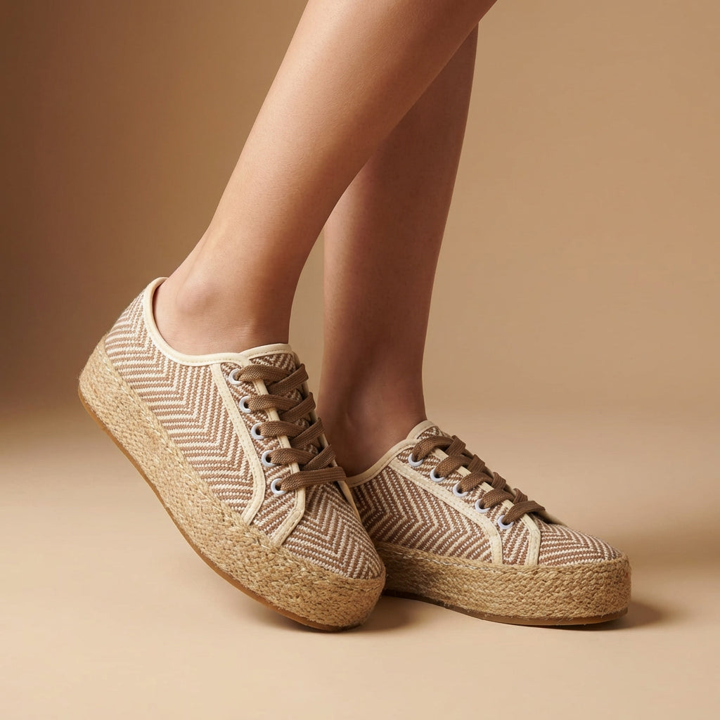 André Espadrilles à Lacets Motif Chevron Femme