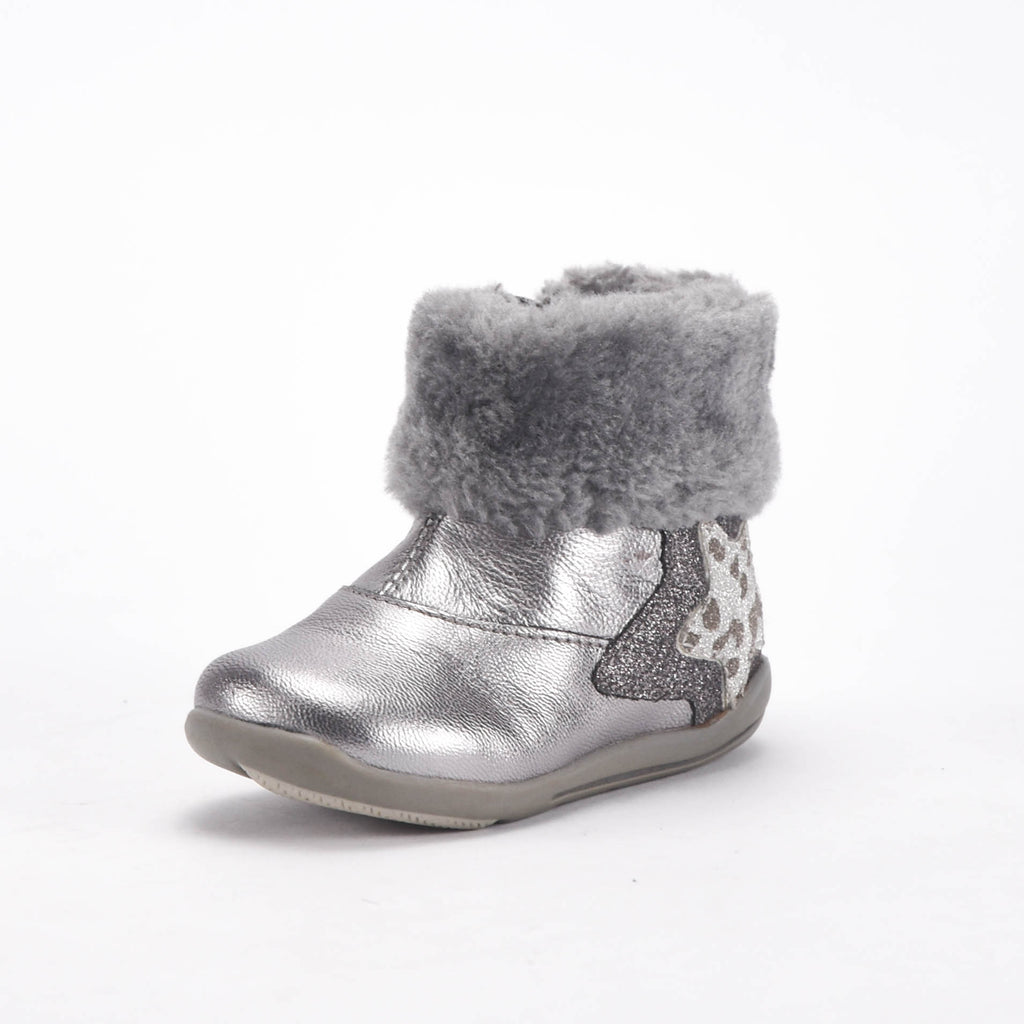Chicco Bottines Argentées Fourrées Souples Bébé Fille