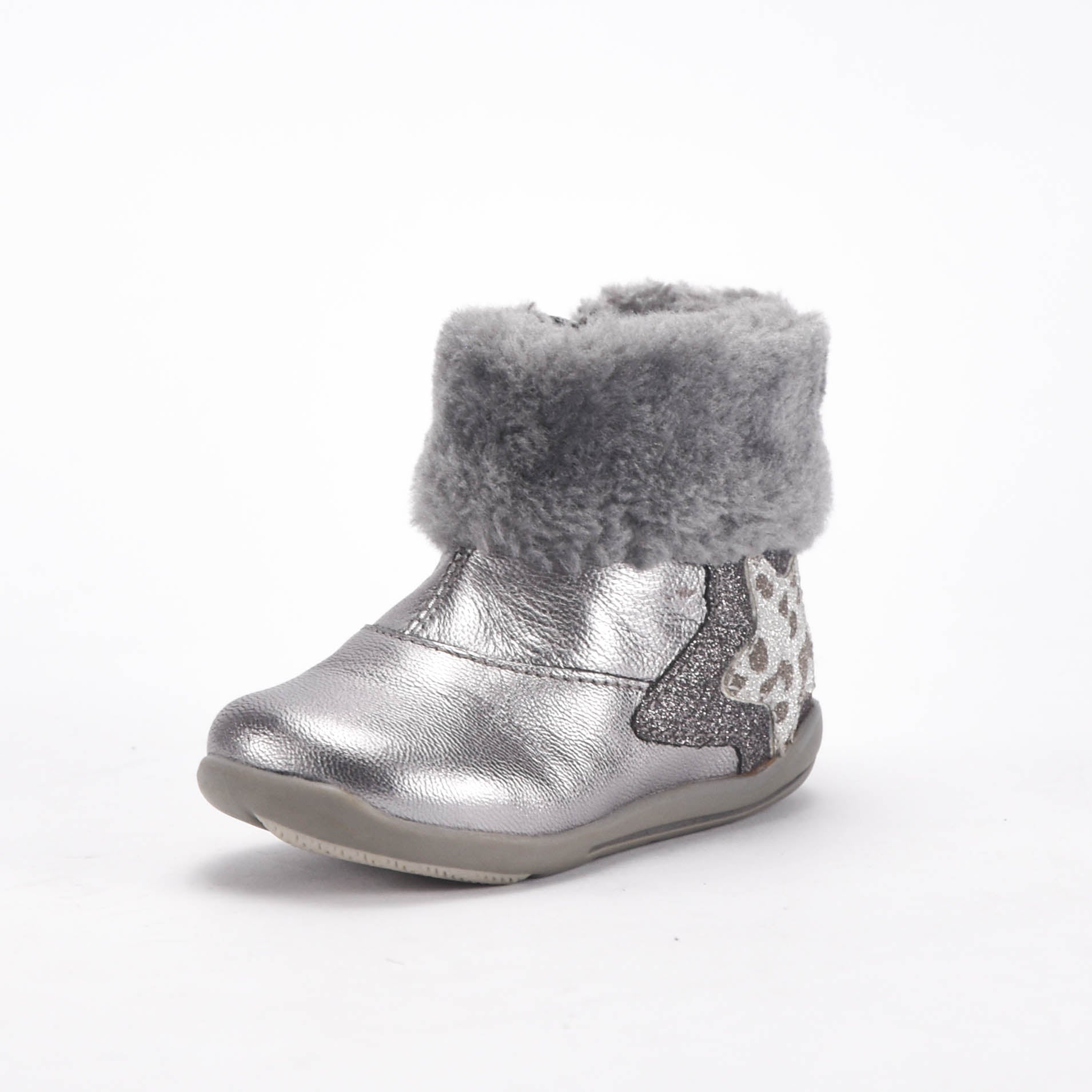 Chicco Bottines Argentées Fourrées Souples Bébé Fille