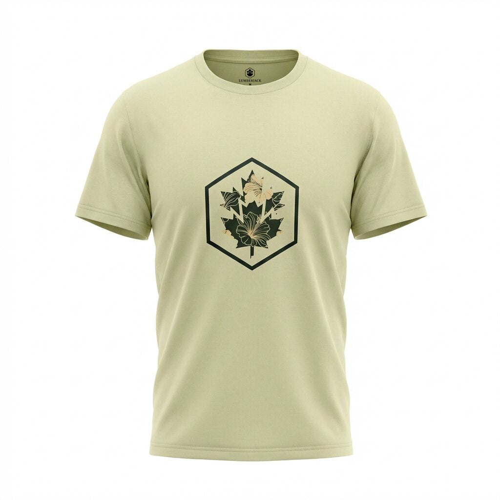 Kimland T-shirt Homme Imprimé Feuille Style Décontracté