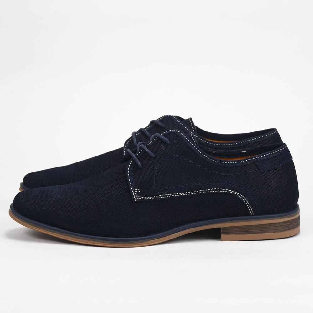 André Chaussures Derbies Élégantes en Toile Bleu Marine Homme