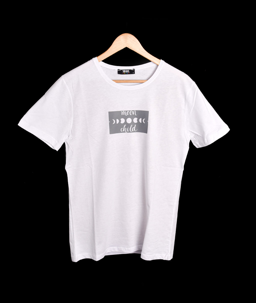 True Color T-shirt Imprimé Moon Child Blanc Homme