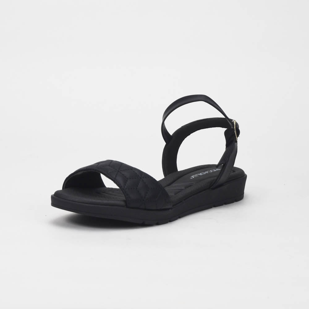 Piccadilly Sandales Confortables Matelassées Noir Femme