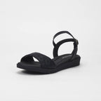 Piccadilly Sandales Confortables Matelassées Noir Femme