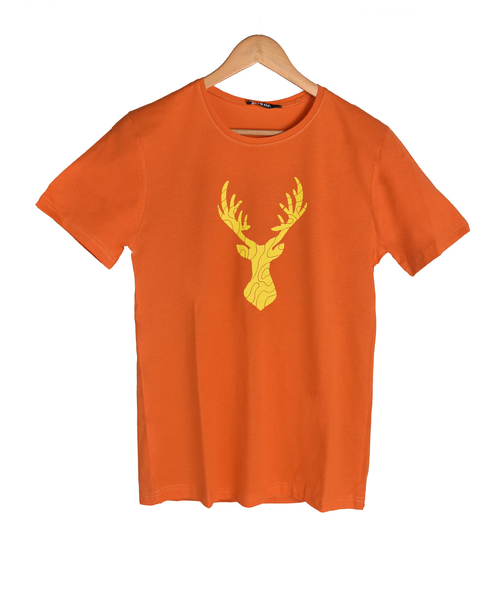 T-shirt ORANGE LOGO JAUNE MOTIF CERF
