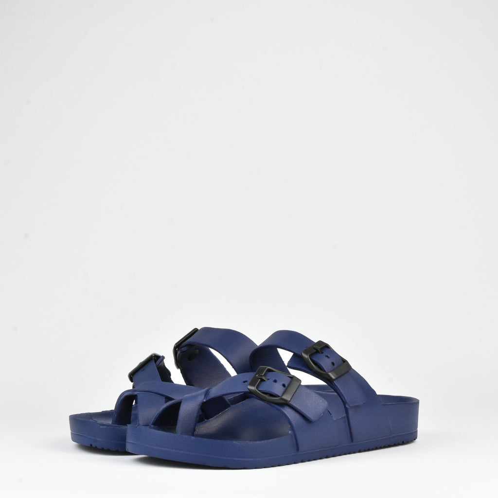 Kito Claquettes Boucles Confortables Bleu Marine Homme