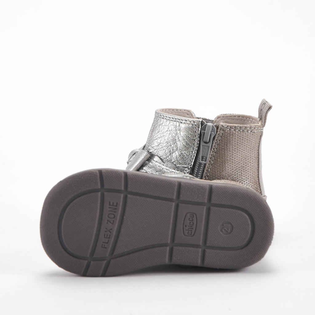 Chicco Bottines Argentées à Nœud pour Fille