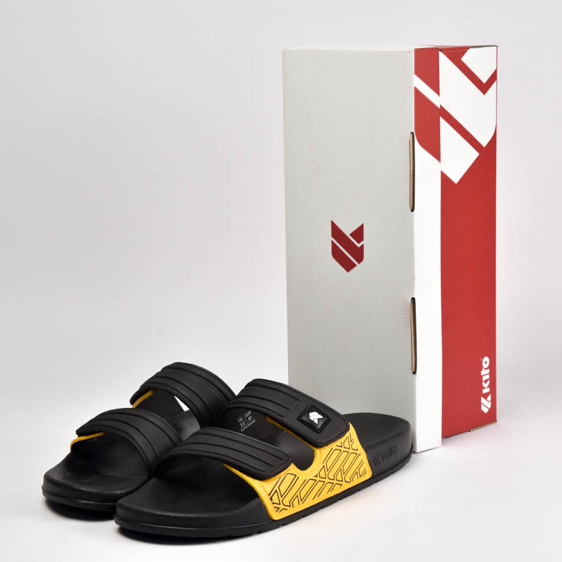 Kito Claquettes Confortables Noir et Jaune Homme
