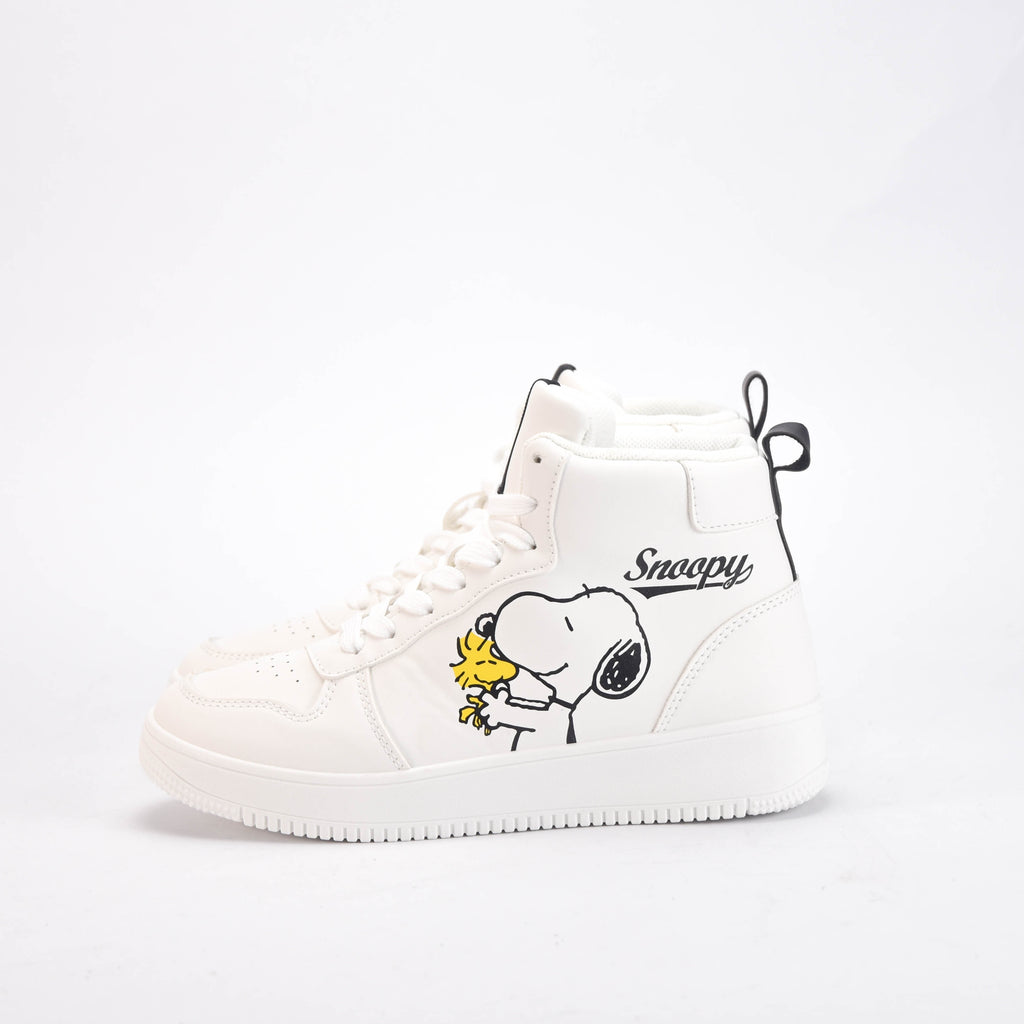 Peanuts Baskets Montantes Snoopy Blanches Femme