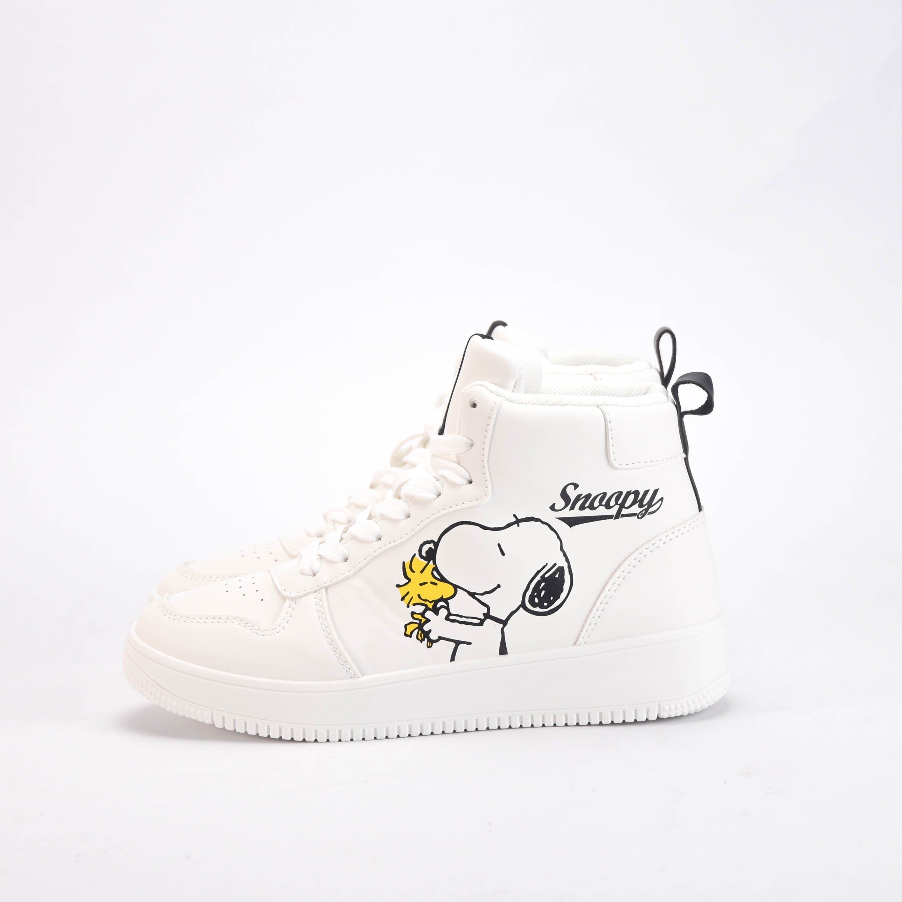 Peanuts Baskets Montantes Snoopy Blanches Femme