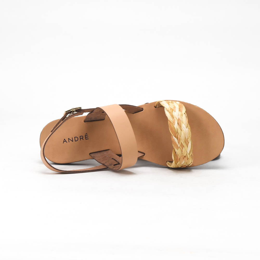 André Sandales Plates Cuir et Tressées Femme
