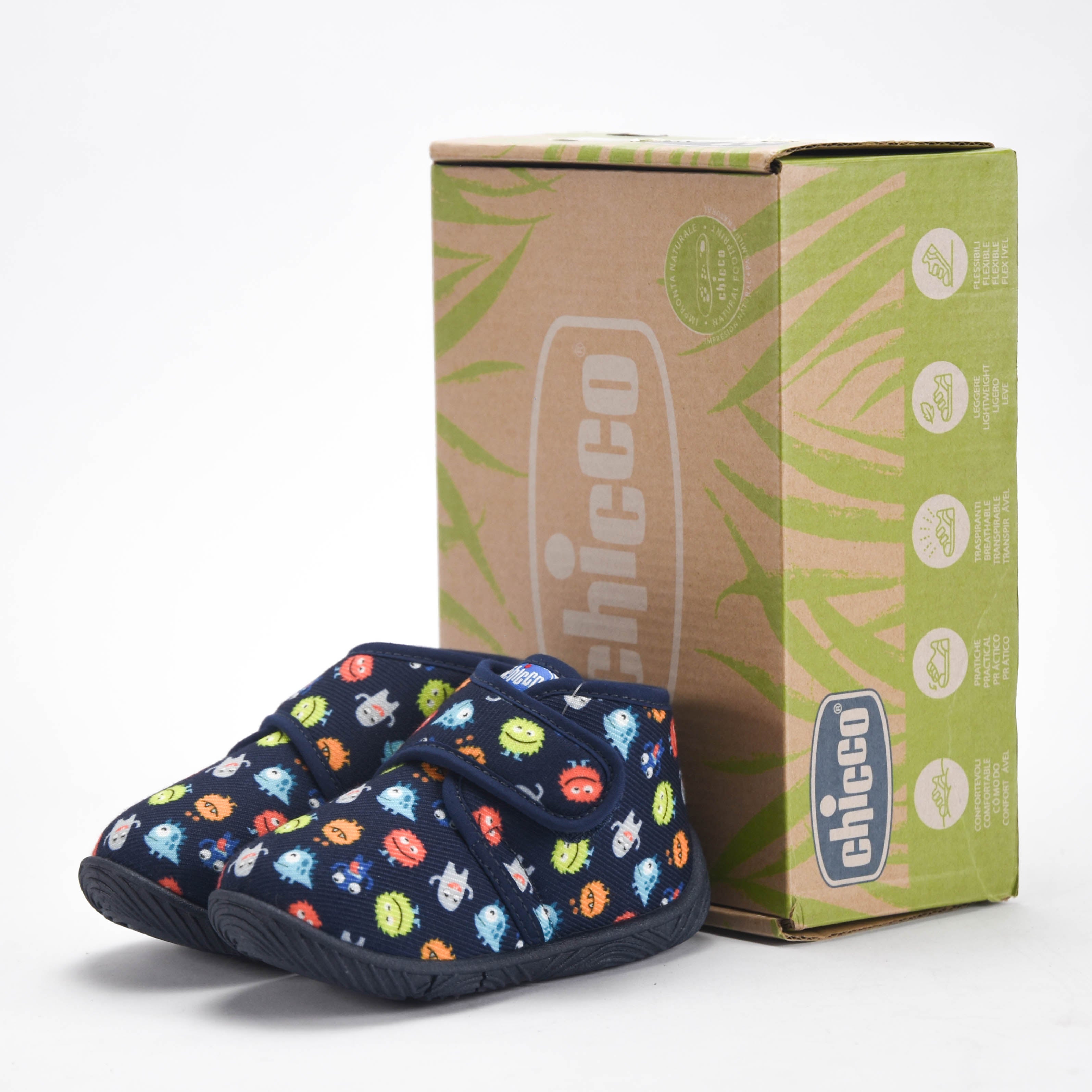 Chicco Chaussons Souples Imprimé Monstres Enfant