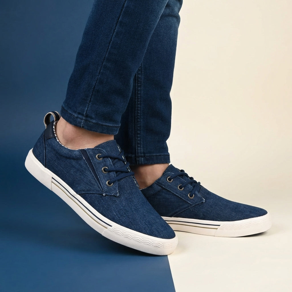 André Baskets en Toile Denim Style Décontracté Homme