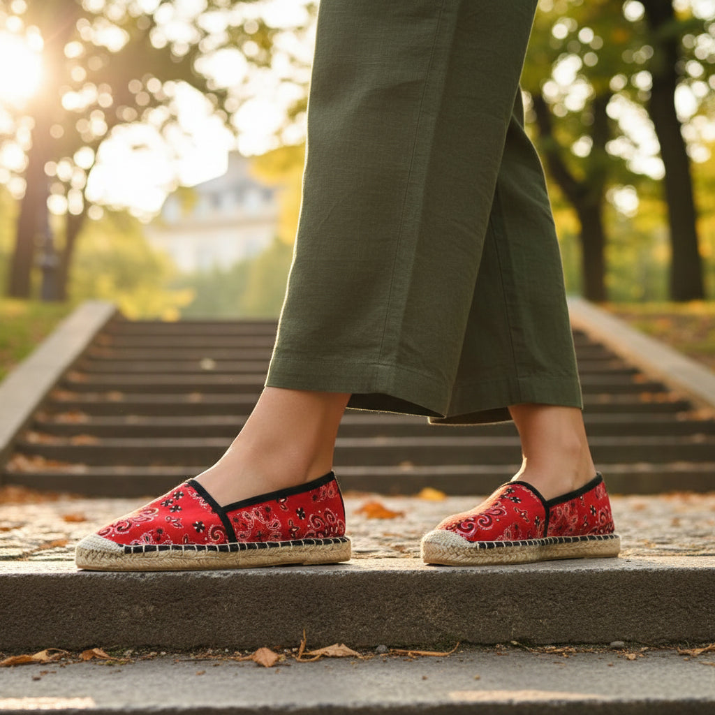 André Espadrilles Motif Bandana Rouge Femme