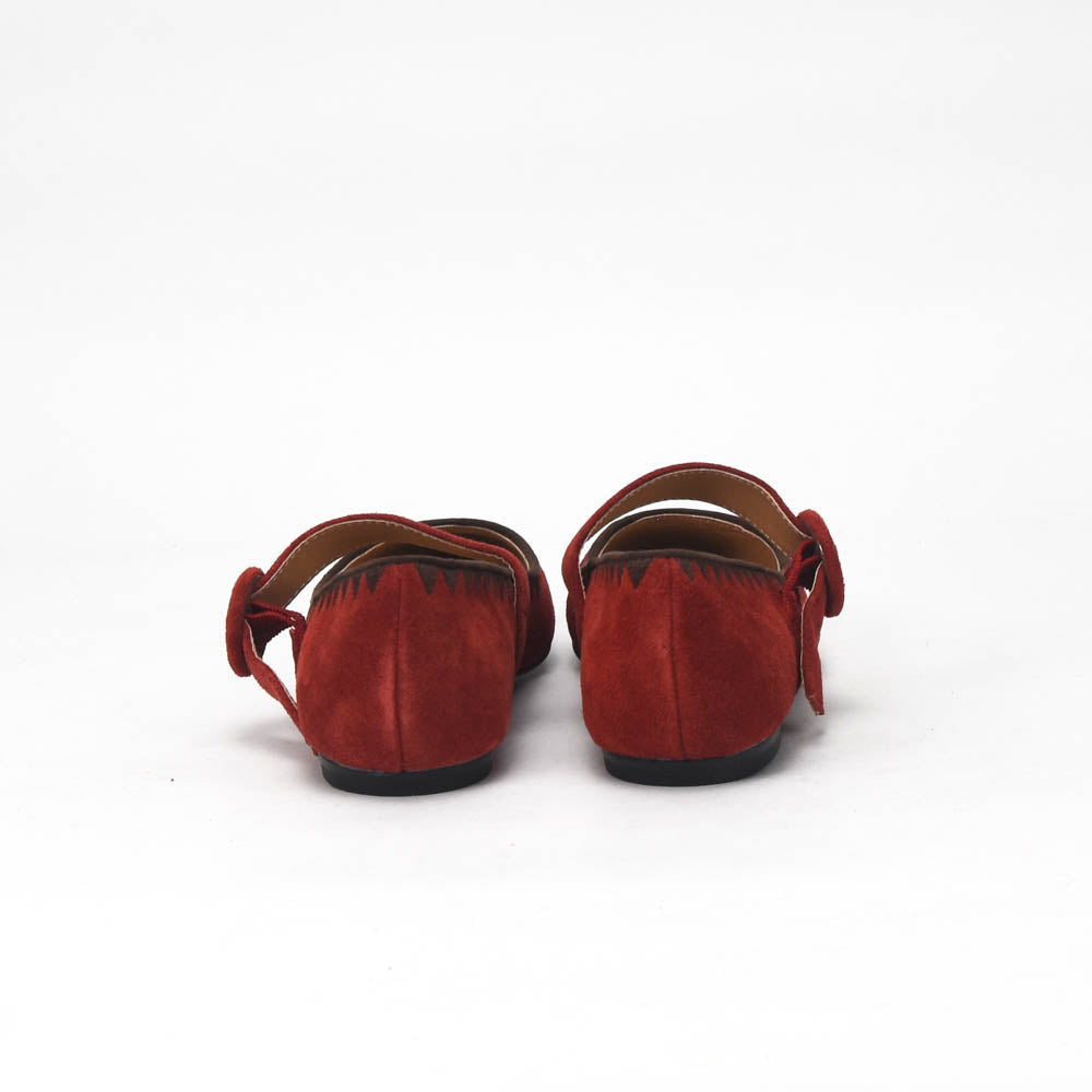 André Ballerines Daim Rouge Femme Élégantes