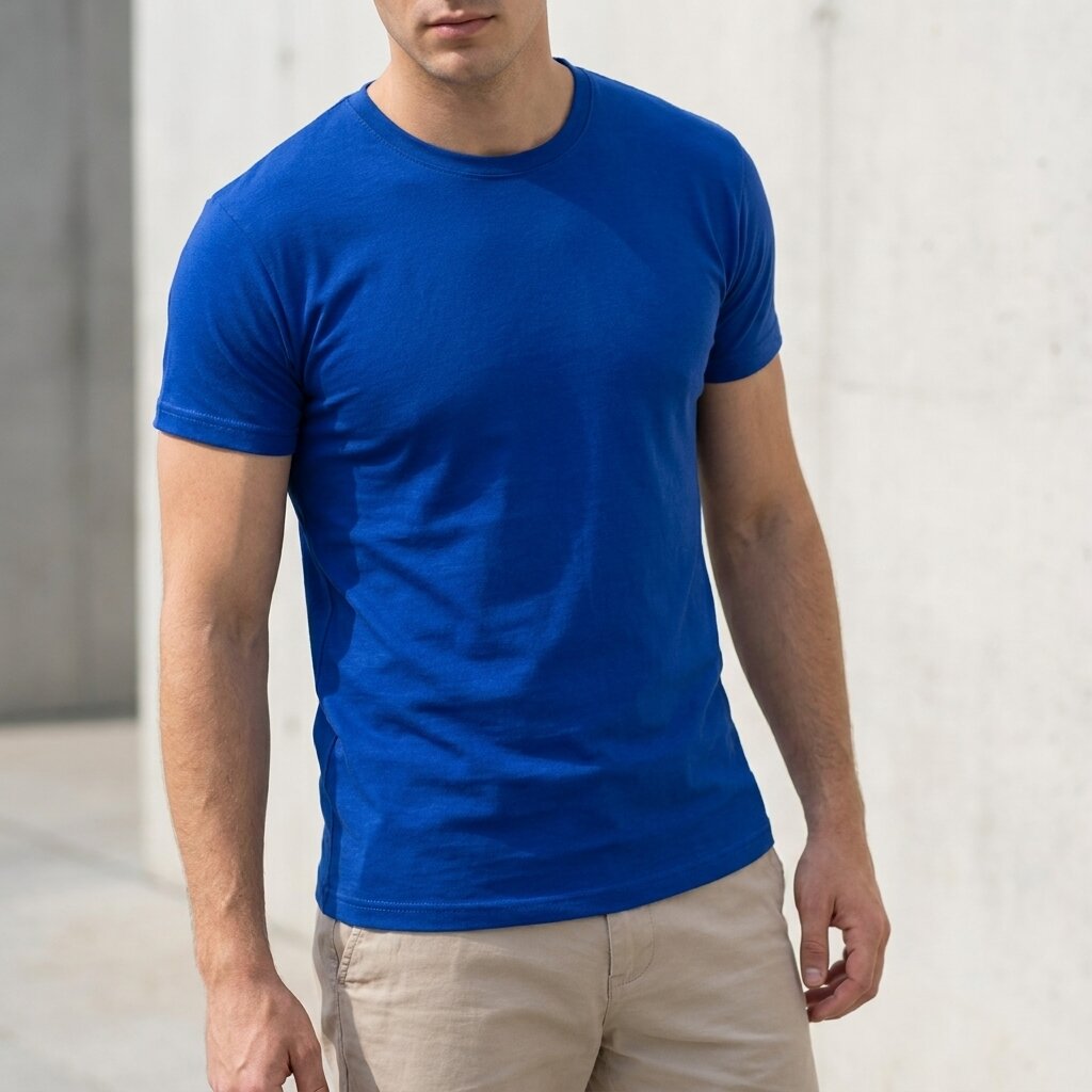 Départ T-Shirt Homme Coton Bleu Uni
