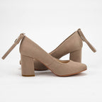 André Escarpins à Talon Bloc Beige Élégants Femme