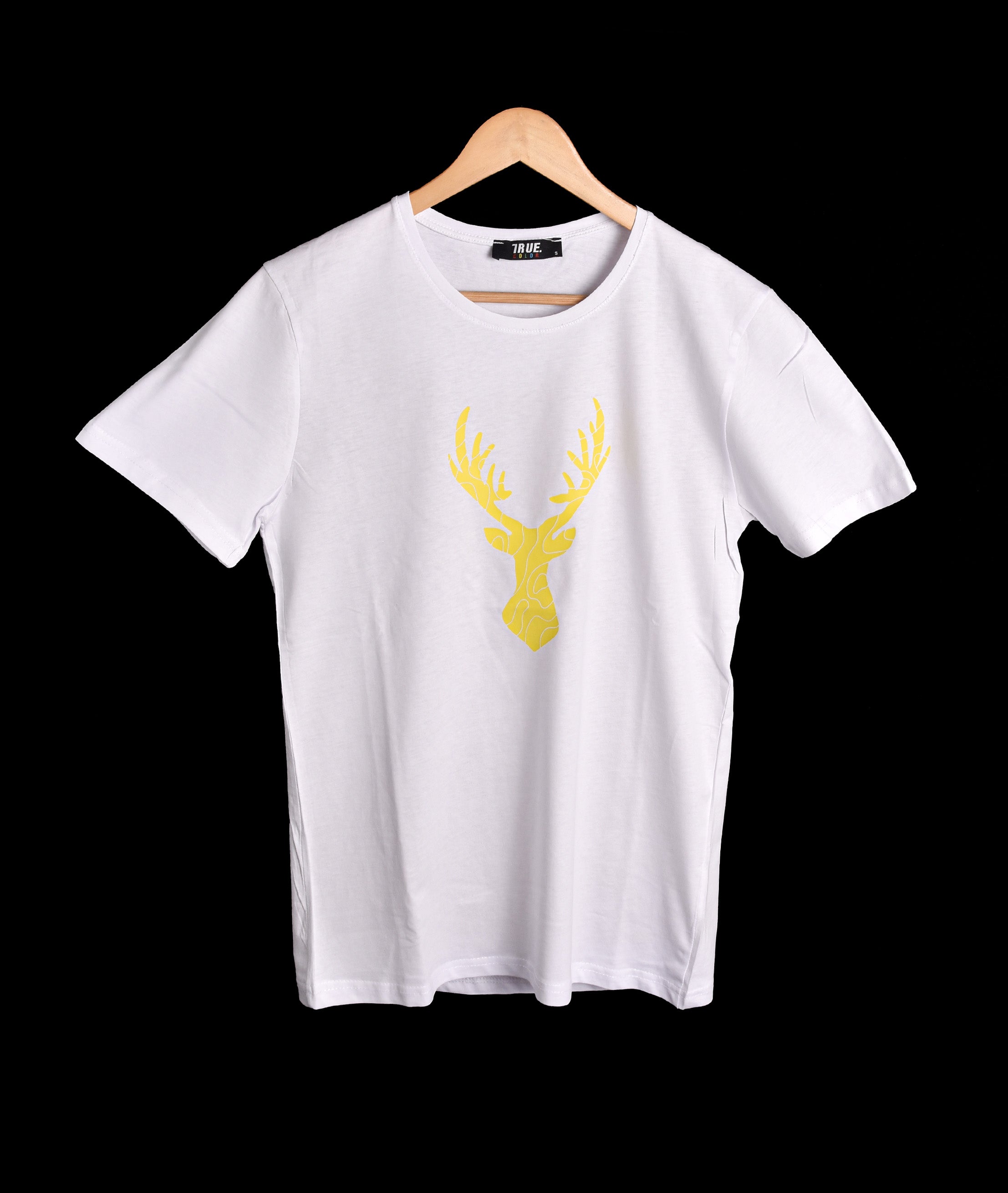 T-shirt BLANC ET JAUNE MOTIF CERF