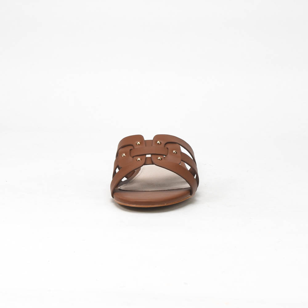 André Sandales Plates Tressées Marron Femme