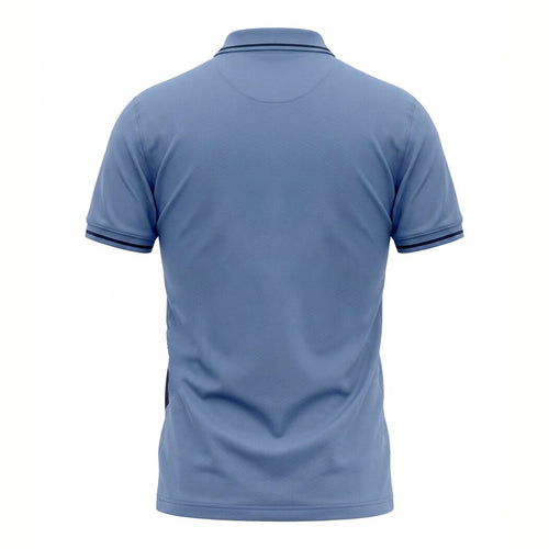 American College Polo Homme Bleu Brodé Style Casual