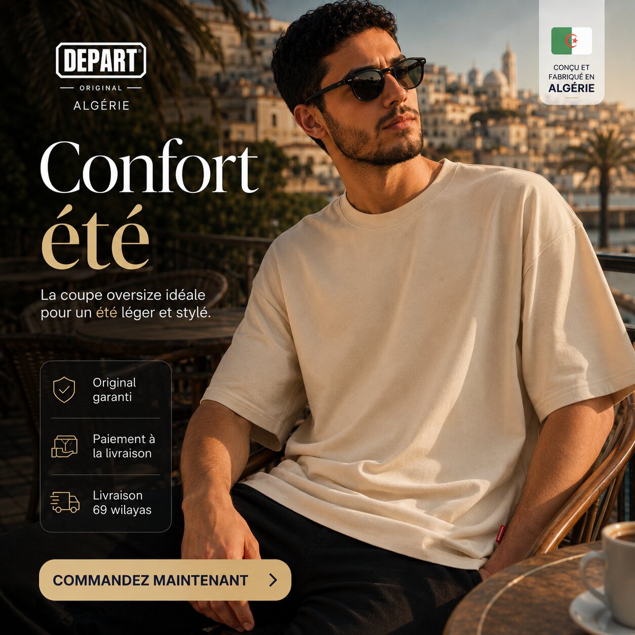 Départ T-Shirt Oversize Beige Homme