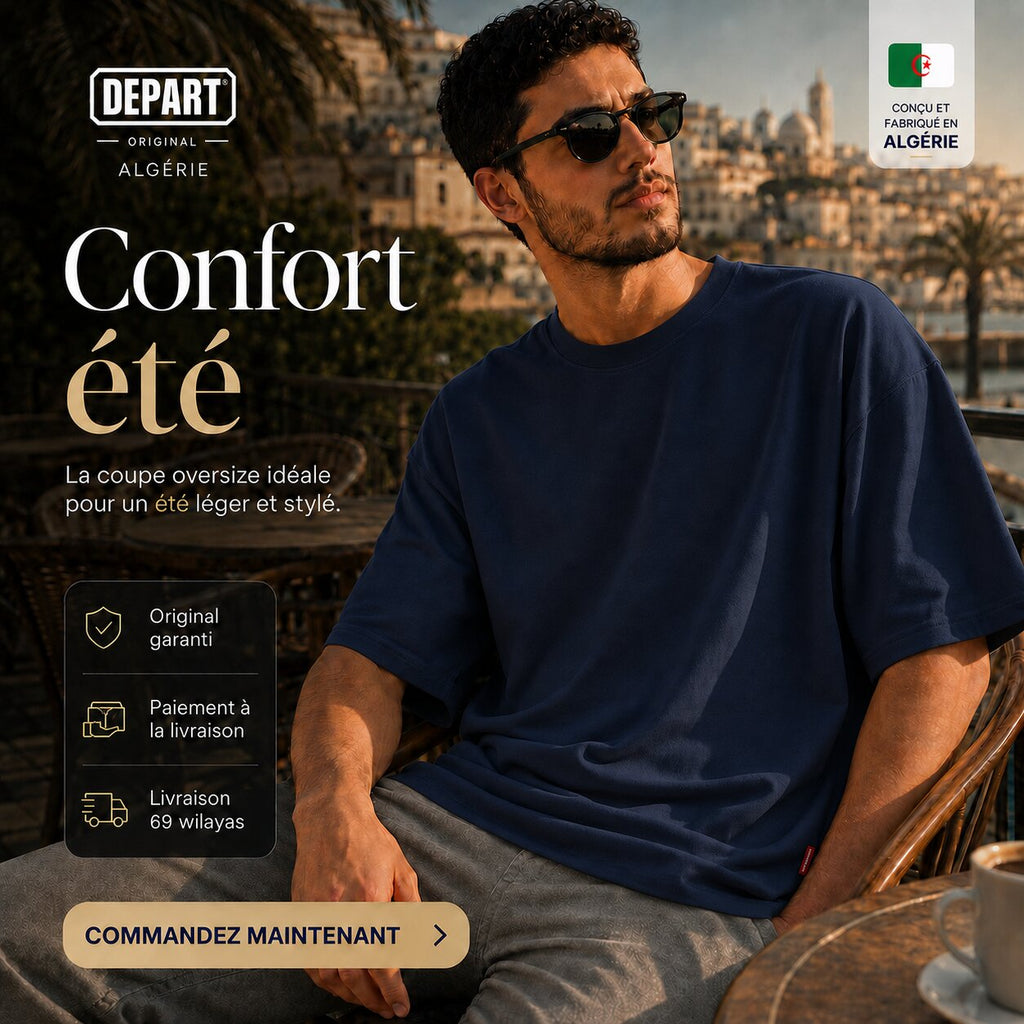 Depart T-shirt Oversize Bleu Marine Homme