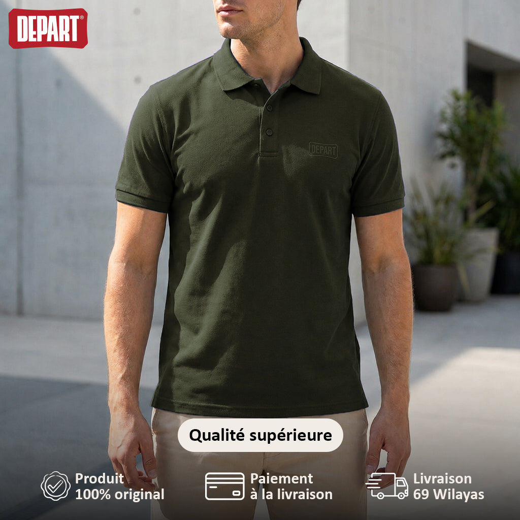Départ Polo Homme Kaki Élégant et Confortable