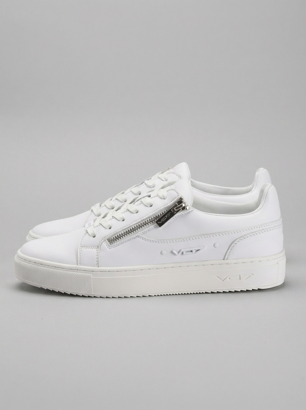 VO7 Sneakers Urbaines en Cuir Blanc avec Zip Homme