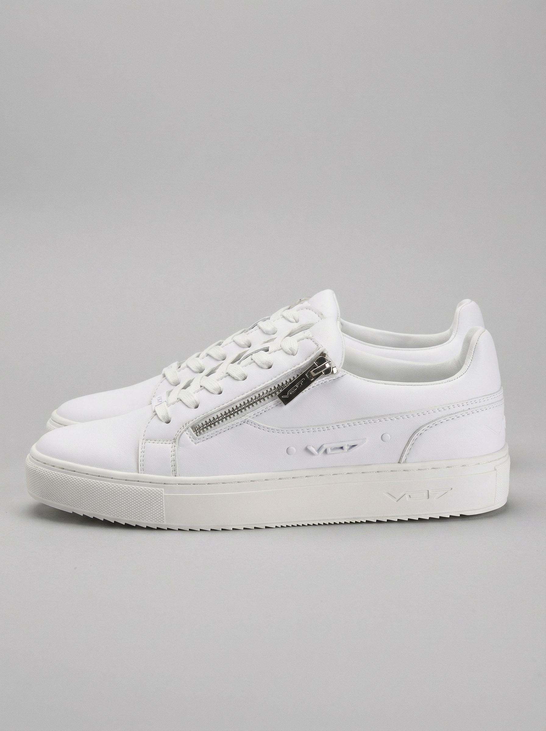 VO7 Sneakers Urbaines en Cuir Blanc avec Zip Homme