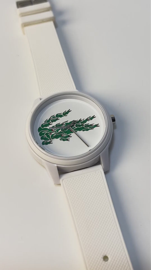 Montre Lacoste Design Crocodile Blanc Élégante Unisexe