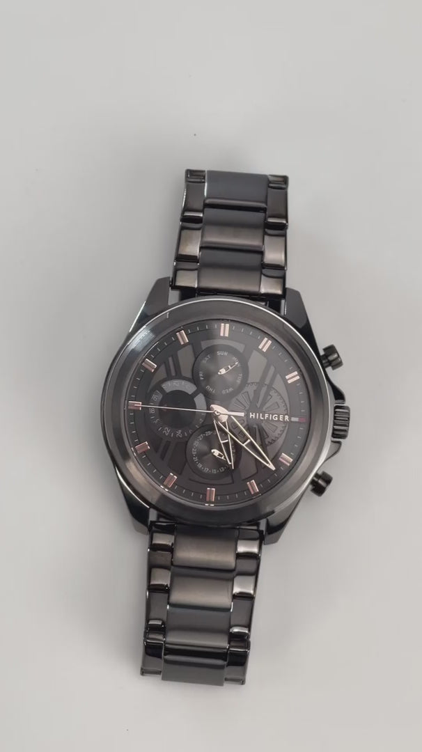 Tommy Hilfiger Montre Bracelet Acier Gris Élégante Homme